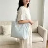 Bolsa de Lona Colorida com Listras Estilo Coreano Ins Cores Suaves em Contraste Bolsa Tote Casual Leve Versátil para Armazenamento Bolsa de Ombro