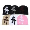 Gorro de Malha Y2K Transfronteiriço Cruz Chapéu Jacquard Masculino Chapéu Hip-hop Europeu e Americano Chapéu Street Moderno para Esportes ao Ar Livre