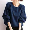 2026 Comércio Exterior Transfronteiriço Japonês e Coreano Nova Roupa de Outono Top de Manga Longa com Gola Alta Arredondada e Babados Camiseta Solta Emagrecedora