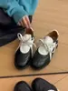 Versión de piel de vaca ~ en stock color de contraste función viento y virtud zapatillas de entrenamiento para mujer 2025 nuevo fondo plano aumento zapatilla casual