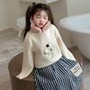 Suéter Infantil 2025 Primavera Novo Estilo Coreano Bordado Pulôver Infantil Blusa Básica de Tricô Tendência