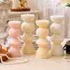 Vela Perfumada de Columna Romana Rayada Geométrica Molde de Silicona Mueble DIY Adorno Tridimensional Molde de Yeso Columna Romana