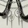 Pendientes de Estrella de Cinco Puntas del Círculo Plateado de Comercio Electrónico Transfronterizo Estilo Gótico Alternativo Joyería de Plata Lindos Geniales Originales Modernos Accesorios para Orejas