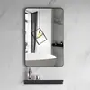 Espejo Cuadrado Minimalista Nórdico para Baño Montado en Pared con Estante para Maquillaje y Lavado, No Requiere Taladro