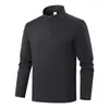 Camiseta de Manga Larga con Cuello Alto y Media Cremallera de Otoño para Hombre, Camisa Deportiva para Exteriores, Top Amigable con la Piel, Camisa Básica Casual de Negocios, Secado Rápido