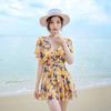 Moda Praia Feminina Adulto Nova Conservadora Cobertura da Barriga Slim Peça Única Saia Fashionável Fonte Termal Sexy Praia Férias Roupa de Banho