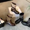 Botas de cowboy western retrô com bico redondo e fivela para mulheres, nova coleção de outono de 2026, salto grosso, versátil e emagrecedoras, botas estilo Martin