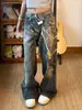 Jeans Americano de alta qualidade para uso diário, com estampa digital 3D de corrente de doces, bainha curva desgastada, para homens e mulheres, calça casual reta, moderna