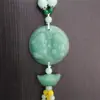 Colgante para coche lingote de jade verde de gran venta con cuentas de vidrio palillos dobles colgante de la suerte para coche jade de seguridad suministros para coche