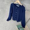 Taochuan Recomienda Fuertemente Chaqueta Suéter Redonda de Colores para Mujer 25 Otoño Versátil Coreana Chaqueta Tejida Yl992