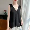 Camisola Chaleco para Mujer, Nuevo Estilo Verano, Base de Satén Francés Sedoso, Cuello en V Holgado, Top Sexy sin Mangas