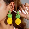 Acessórios Estilo Europeu e Americano, Brincos Doces e Fofos Estilo Feriado, Brincos de Flor de Palha e Ráfia para Fotos na Praia