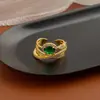 Anel Aberto de Design de Nicho Transfronteiriço de Zircônia de Alta Qualidade para Mulheres, Estiloso, Fashion, Único, Anel de Dedo Indicador de Luxo Leve, Ajustável