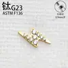 Pendientes de aleación de titanio G23 con forma de rayo y diamantes incrustados, con rosca interna, accesorios para piercing labial de titanio F136 totalmente con diamantes