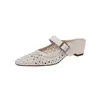 Pantuflas Cerradas Estilo Francés, Nuevos Zapatos Perforados de Verano, Zapatos Romanos de Malla Hueca, Sandalias sin Cierre, Zapatos de Mujer de Tacón Medio