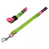 Conjunto de duas peças em estoque de fábrica de coleira e guia para cães em blocos de cor, nylon resistente ao desgaste com fivela de metal, conjunto para passeios de cães atacado