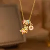 Cadena para clavícula de estrella de mar con incrustaciones de cobre y oro, con diamantes azules, de estilo veraniego y oceánico, transfronteriza, nueva, súper ventas