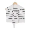 Chal Rayado Estilo Coreano para Mujer, Chal de Lana Tejida Estilo Ins, Protector Decorativo para el Cuello de Habitación con Aire Acondicionado, Capa Pequeña en Capas
