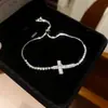 Pulsera Brazalete de Cruz de Circonia Chapada en Oro Real de 18k Lujo Ligero Sensación de Alta Gama Anillo de Mano Moda Simple Joyería de Mano Exquisita