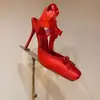 Sandalias de Punta Cuadrada con Tacón de Aguja de Estilo Nuevo Europeo y Americano, Correa al Tobillo, Moño de Satén, Punta de Ballet