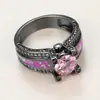 Anillo Redondo de Diamante Negro Dorado Rojo Rosa Rosa Aobao Estilo Ins de Amazon Europeo y Americano Anillo Versátil para Mujer