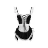 Lencería Sexy de Sirvienta Sexy Tentación Uniforme Sin Entrepierna de Sirvienta Traje Caliente de Pasión para la Cama Coqueteo Qqny Deseo Puro