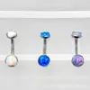Aleación de Titanio Astmf-136 Desmontable Borde Ondulado Ópalo Piercing de Ombligo Flotante G23 Titanio Rosca Interna Joyería para Piercing de Ombligo