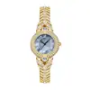 Relógio Feminino Goldie de Luxo Vintage com Diamantes Inteiros e Toque de Nicho, Madrepérola Azul, Compacto Relógio de Ouro a Quartzo com Decoração