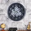 Reloj de Pared Mecánico de Engranajes Giratorios Retro Americano Decoración para Sala de Estar Dormitorio Reloj Creativo Estilo Industrial Reloj