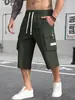 Bermuda Cargo Masculina Cintura Elástica Cordão Caimento Solto Casual para Trabalho