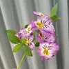 Flores Artificiales Wholesale Transfronterizo Tallo Único 3 Ramas 10 Flores Pensamientos Jardín Exterior Paisajismo Decoración de Patio Flores Falsas