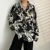 Camisa floral de manga larga para hombre y mujer, adecuada para primavera, otoño y verano, estilo coreano, moderna, genial, nicho, estilo de Hong Kong, chaqueta camisa vintage