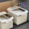 Contenedor de Arroz de Grado Alimenticio para Uso Doméstico, a Prueba de Insectos, a Prueba de Humedad, Contenedor Sellado, Cubo de Arroz de Gran Capacidad, Tanque de Almacenamiento Ahorrador de Espacio para Granos y Cereales