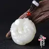 Pingente da Paz Pixiu de Jade Branco Imitation Hetian, Ornamento de Jade, Pingente de Jade, Venda por Atacado via Transmissão ao Vivo