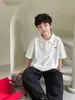 Tongku 2026 Moda de Verano para Niños Camisa Polo Camiseta Bordado de Perro Color Sólido Versátil de Manga Corta para Niños