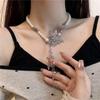 Collar de Borla Mariposa Perla Mujer Lujo Ligero Nicho Cadena Clavícula 2024 Nuevo Estilo