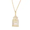 Colar com Pingente Nova Porta da Felicidade em Prata de Lei S925 Feminino Precisão Micro-Incustado Diamante Gaiola de Pássaro Versátil Corrente de Clavícula Atacado