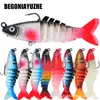 Nova isca de pesca multi-seção com chumbo 16,5g isca macia de cauda em T multi-seção isca peixe artificial