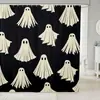 Cortina de ducha para baño, diseño de fantasma temática de Halloween, poliéster, material engrosado, impresión digital, personalizable con tu propia imagen