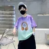 Camiseta Infantil de Manga Corta Verano Nuevo Estilo Tallas Medianas y Grandes Ropa Infantil Estampado Degradado de Color Contrastante Camisetas de Media Manga para Niños Camisetas de Moda