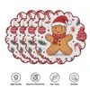 Moda Transfronteriza Navidad 38cm Acebo Redondo Borde Ondulado Papá Noel Árbol Copo de Nieve Mantel Individual Decoración de Mesa de Comedor Occidental