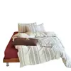 Juego de sábanas de algodón puro de cuatro piezas ropa de cama 100% algodón funda nórdica jacquard juego de tres piezas para dormitorio de estudiante juego de sábanas ajustables