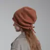 Gorro de lana holgado para mujer para el invierno 2026, Gorro de punto cálido y a la moda para el trabajo, Gorro plegable de punto con parte superior redonda