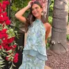 Conjunto elegante de regata sem mangas com gola halter e saia estilo francês para mulheres, novo modelo 2026, moda europeia e americana transfronteiriça