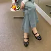 Zapatos Mary Jane Franceses de Tacón Grueso para Mujer, Nuevo Estilo Hada Primavera y Otoño 2026 con Lazo, Elegantes Zapatos de Salón Plateados de Boca Baja