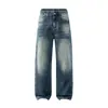 Pantalones Vaqueros Lavados Desgastados Estilo Retro Americano para Hombre Muqiu, Estilo Old Money, Pantalones Largos Vintage de Alta Gama