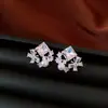 Brincos de Tarraxa Borboleta Sombra Luz Fluida Borboleta Prateada Diamante Zircônia, Estilo Minimalista Elegante, Brincos de Luxo Leve de Alta Qualidade para Mulheres