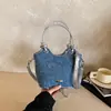 Bolso Bandolera de Lona, Bolso Tote de Mezclilla de Gran Capacidad, Nuevo Modelo 2026, Bolso para Estudiante Universitario y Viajes Diarios, Bolso Cubo Versátil de Hombro