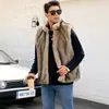 F0976 Chaqueta de Piel Sintética Transfronteriza Europea y Americana para Hombre Chaleco con Cuello Alto Chaleco de Piel Artificial Chaleco