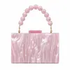 Bolsa de Noite Feminina Nova e Elegante em Acrílico Perolado de Comércio Exterior com Pulseira de Contas Portátil Bolsa para Vestido de Casamento